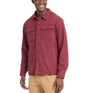 Goodfellow & Co Men's Maroon Plush Fleece Long Sleeve Shirt Jacket Sz: M